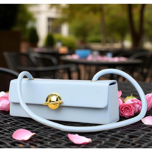 Purse Blue Handbag faux Leather Designer Tote Fashion Shoulder Bag - Picture 2 of 7